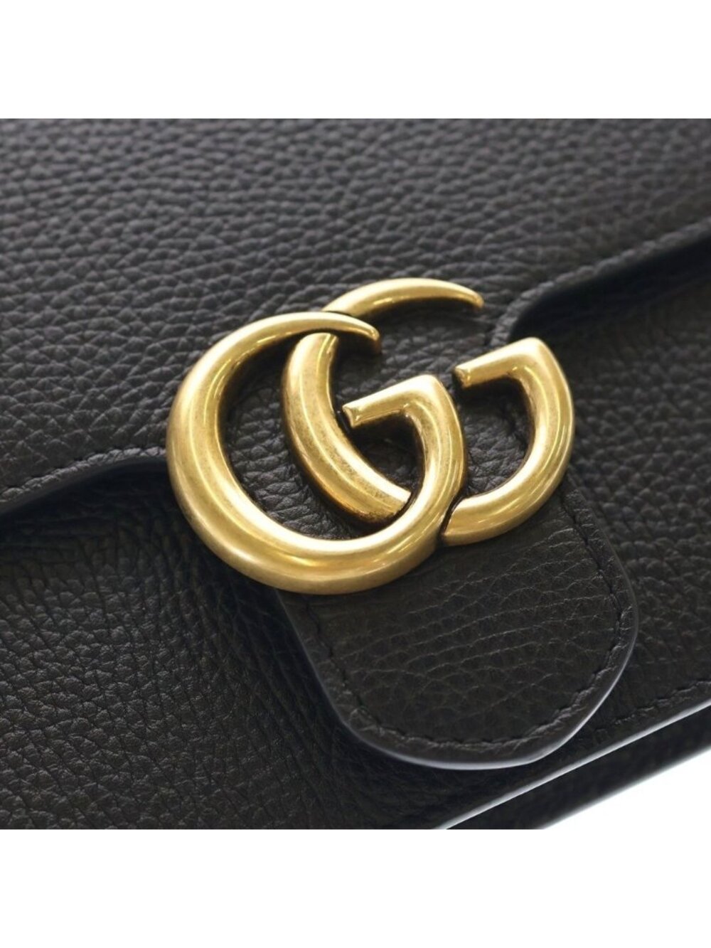 ★SOLD★ Gucci GG Marmont Shoulder Bag Chain Black Leather Gold - Picture 6 of 9